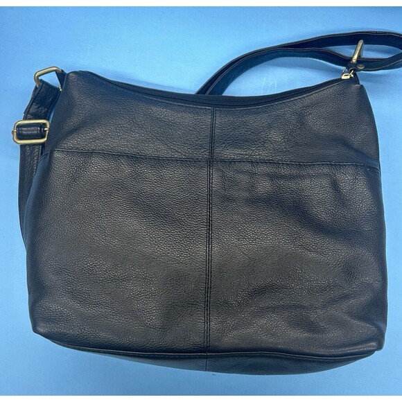 Great American Leather Works Black Leather Crossbody Shoulder Bag Classic Medium - Picture 3 of 9